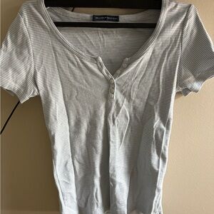 Brandy Melville Light blue Striped Henley Top
